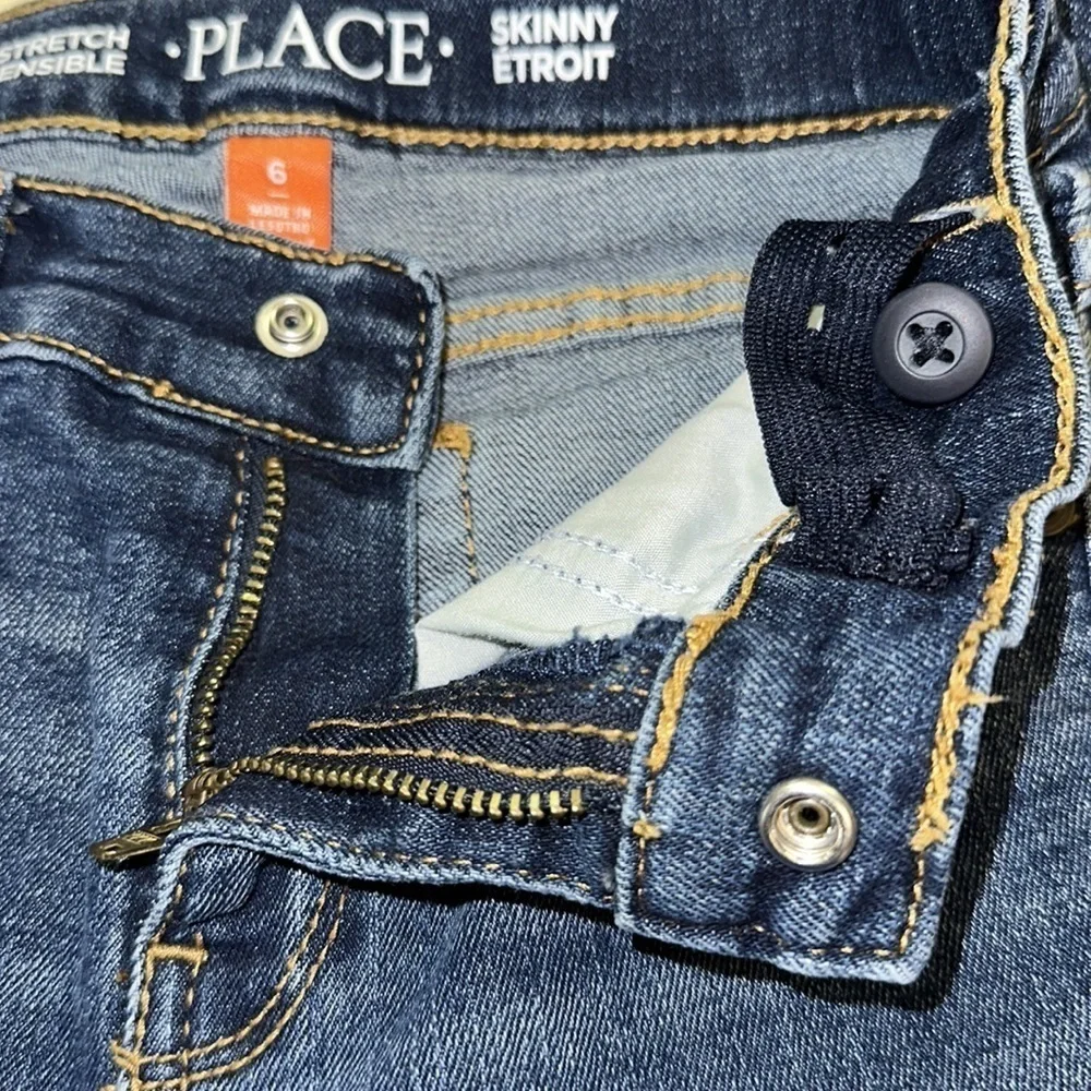 Place Girls Denim Cotton Blend Skinny Jeans Adjustable Waistband Zipper/Snap S6